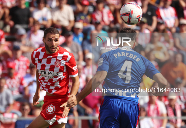 Abel Ruiz and Aitor Paredes play during the match between Girona FC and Athletic Club in week 9 of LaLiga EA Sport at the Montilivi Stadium...