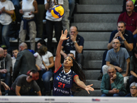 #21 Loveth Omoruyi of Chieri '76 is in action during the Italian women's Serie A1 Volleyball championship: Day 1 match between Reale Mutua F...