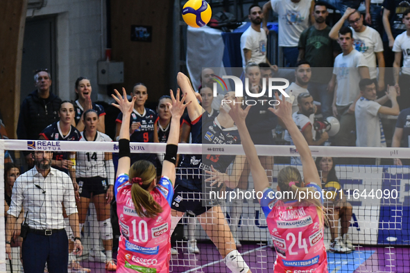 Lucille Giquel of Chieri '76 is in action during the Italian women's Serie A1 Volleyball championship: Day 1 match between Reale Mutua Fener...