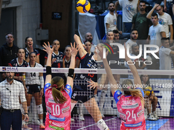 Lucille Giquel of Chieri '76 is in action during the Italian women's Serie A1 Volleyball championship: Day 1 match between Reale Mutua Fener...