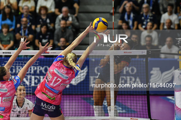 Avery Skinner of Chieri '76 is in action during the Italian women's Serie A1 Volleyball championship: Day 1 match between Reale Mutua Fenera...