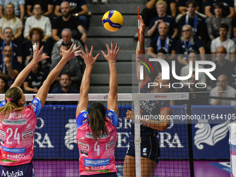 Avery Skinner of Chieri '76 is in action during the Italian women's Serie A1 Volleyball championship: Day 1 match between Reale Mutua Fenera...