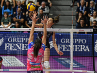 Lucille Giquel of Chieri '76 is in action during the Italian women's Serie A1 Volleyball championship: Day 1 match between Reale Mutua Fener...