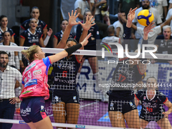 Lina Alsmeier of Igor Novara is in action during the Italian women's Serie A1 Volleyball championship: Day 1 match between Reale Mutua Fener...