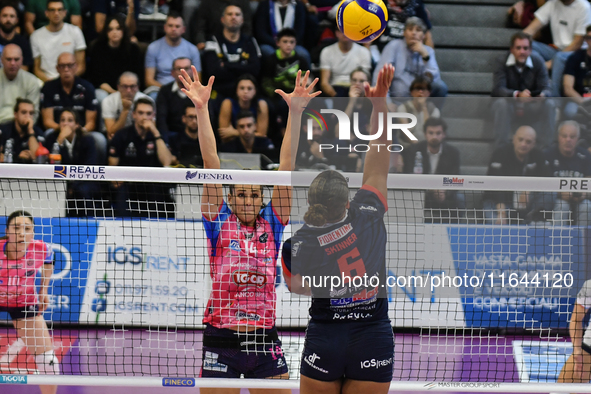 Avery Skinner of Chieri '76 is in action during the Italian women's Serie A1 Volleyball championship: Day 1 match between Reale Mutua Fenera...