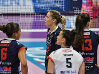 A general view of videocheck with Reale Mutua Fenera Chieri '76 during the Italian women's Serie A1 Volleyball championship: Day 1 match bet...