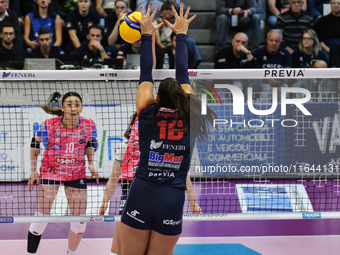 #16 Katerina Zakchaiou of Chieri '76 is in action during the Italian women's Serie A1 Volleyball championship: Day 1 match between Reale Mut...