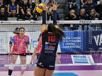 #16 Katerina Zakchaiou of Chieri '76 is in action during the Italian women's Serie A1 Volleyball championship: Day 1 match between Reale Mut...