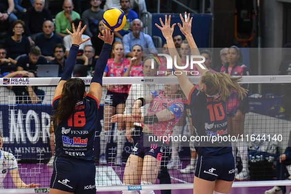 #16 Katerina Zakchaiou of Chieri '76 is in action during the Italian women's Serie A1 Volleyball championship: Day 1 match between Reale Mut...