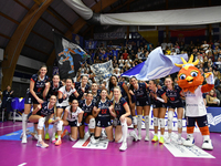 Reale Mutua Fenera Chieri '76 celebrates the team's victory to make the score 3-2 during the Italian women's Serie A1 Volleyball championshi...