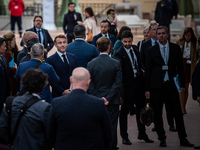 President of the French Republic Emmanuel Macron attends the second and final day of the Francophonie Summit at the Grand Palais in Paris, F...