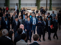 President of the French Republic Emmanuel Macron attends the second and final day of the Francophonie Summit at the Grand Palais in Paris, F...