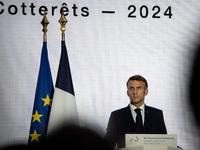 President of the French Republic Emmanuel Macron attends the second and final day of the Francophonie Summit at the Grand Palais in Paris, F...