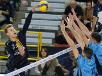 Spike by Mads Kyed Jensen of Rana Verona during the match between Rana Verona and Cisterna Volley, regular season of the SuperLega Italian V...