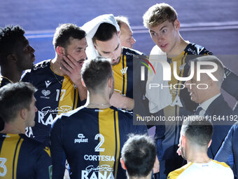 Rana Verona takes a time out during the match between Rana Verona and Cisterna Volley in the regular season of the SuperLega Italian Volleyb...