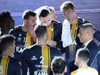 Rana Verona takes a time out during the match between Rana Verona and Cisterna Volley in the regular season of the SuperLega Italian Volleyb...