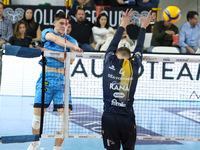 Spike of Theo Faure of Cisterna Volley during the match between Rana Verona and Cisterna Volley in the regular season of the SuperLega Itali...