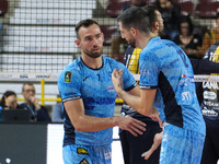 Jordi Ramon of Cisterna Volley celebrates after scoring a point during the match between Rana Verona and Cisterna Volley, regular season of...