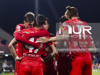 Daniel Maldini and Dany Mota celebrate the goal during the Serie A football match between AC Monza and AS Roma in Monza, Italy, on October 6...