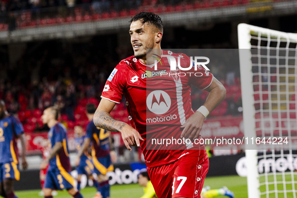 Dany Mota celebrates after scoring a goal during the Serie A football match between AC Monza and AS Roma at U-Power Stadium in Monza, Italy,...