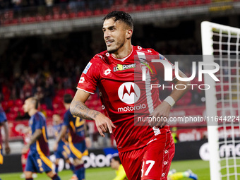 Dany Mota celebrates after scoring a goal during the Serie A football match between AC Monza and AS Roma at U-Power Stadium in Monza, Italy,...