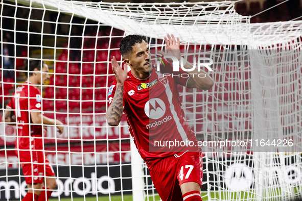 Dany Mota celebrates after scoring a goal during the Serie A football match between AC Monza and AS Roma at U-Power Stadium in Monza, Italy,...