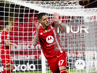 Dany Mota celebrates after scoring a goal during the Serie A football match between AC Monza and AS Roma at U-Power Stadium in Monza, Italy,...