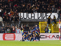 Artem Dovbyk celebrates after scoring a goal during the Serie A football match between AC Monza and AS Roma at U-Power Stadium in Monza, Ita...