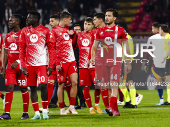 Daniel Maldini and Andrea Carboni are in action during the Serie A match between AC Monza and AS Roma at U-Power Stadium in Monza, Italy, on...