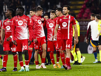 Daniel Maldini and Andrea Carboni are in action during the Serie A match between AC Monza and AS Roma at U-Power Stadium in Monza, Italy, on...