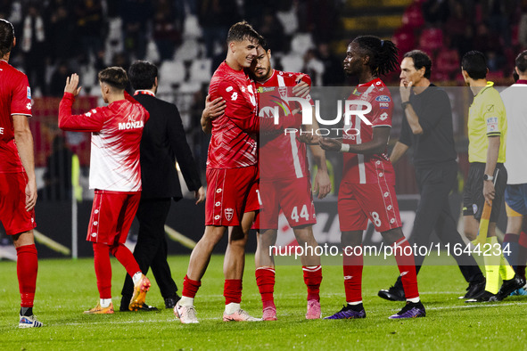 Andrea Carboni and Daniel Maldini play during the Serie A match between AC Monza and AS Roma at U-Power Stadium in Monza, Italy, on October...