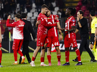 Andrea Carboni and Daniel Maldini play during the Serie A match between AC Monza and AS Roma at U-Power Stadium in Monza, Italy, on October...