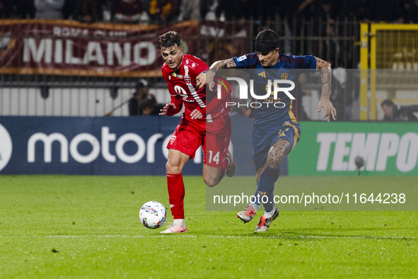 Daniel Maldini plays during the Serie A match between AC Monza and AS Roma at U-Power Stadium in Monza, Italy, on October 6, 2024. 