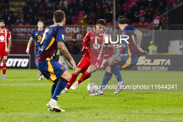 Daniel Maldini plays during the Serie A match between AC Monza and AS Roma at U-Power Stadium in Monza, Italy, on October 6, 2024. 