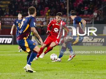 Daniel Maldini plays during the Serie A match between AC Monza and AS Roma at U-Power Stadium in Monza, Italy, on October 6, 2024. (