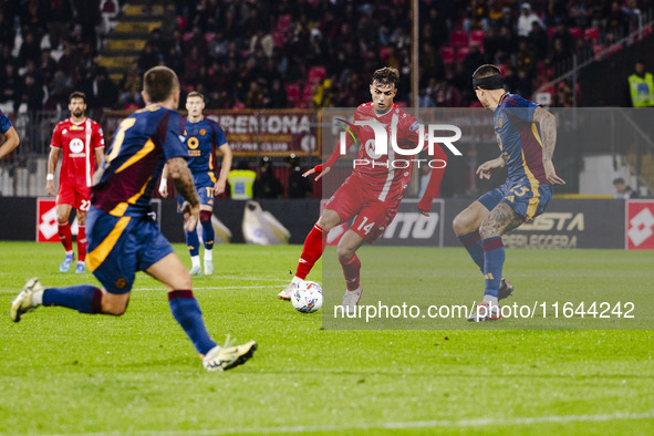 Daniel Maldini plays during the Serie A match between AC Monza and AS Roma at U-Power Stadium in Monza, Italy, on October 6, 2024. 