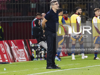 Ivan Juric participates in the Serie A match between AC Monza and AS Roma in Monza, Italy, on October 6, 2024, at U-Power Stadium. (