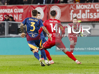 Daniel Maldini and Angelino play during the Serie A match between AC Monza and AS Roma at U-Power Stadium in Monza, Italy, on October 6, 202...