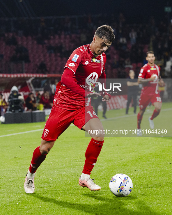 Daniel Maldini plays during the Serie A match between AC Monza and AS Roma at U-Power Stadium in Monza, Italy, on October 6, 2024. 