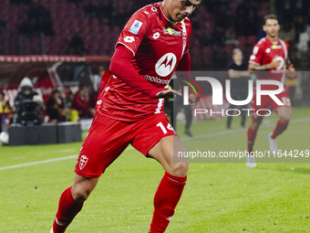 Daniel Maldini plays during the Serie A match between AC Monza and AS Roma at U-Power Stadium in Monza, Italy, on October 6, 2024. (