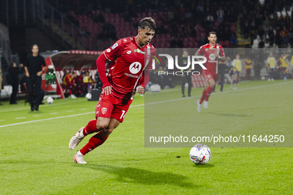 Daniel Maldini plays during the Serie A match between AC Monza and AS Roma at U-Power Stadium in Monza, Italy, on October 6, 2024. 