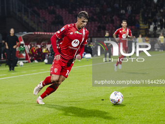 Daniel Maldini plays during the Serie A match between AC Monza and AS Roma at U-Power Stadium in Monza, Italy, on October 6, 2024. (