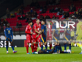 Milan Djuric plays during the Serie A match between AC Monza and AS Roma at U-Power Stadium in Monza, Italy, on October 6, 2024. (