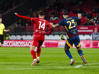 Daniel Maldini and Gianluca Mancini are in action during the Serie A match between AC Monza and AS Roma at U-Power Stadium in Monza, Italy,...