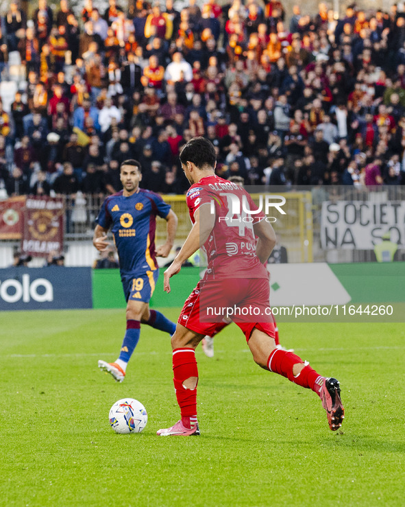 Andrea Carboni plays during the Serie A match between AC Monza and AS Roma at U-Power Stadium in Monza, Italy, on October 6, 2024. 