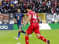 Andrea Carboni plays during the Serie A match between AC Monza and AS Roma at U-Power Stadium in Monza, Italy, on October 6, 2024. (