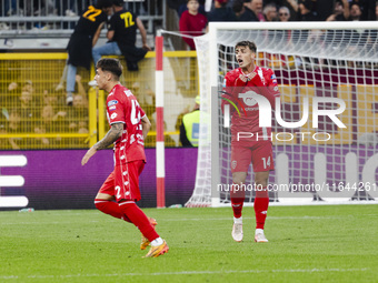 Daniel Maldini plays during the Serie A match between AC Monza and AS Roma at U-Power Stadium in Monza, Italy, on October 6, 2024. (