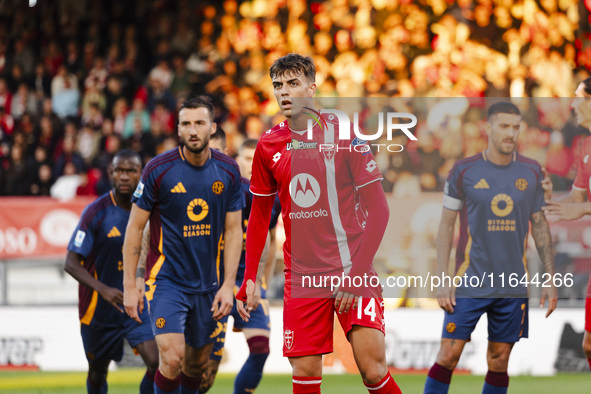 Daniel Maldini plays during the Serie A match between AC Monza and AS Roma at U-Power Stadium in Monza, Italy, on October 6, 2024. 