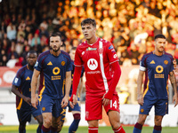 Daniel Maldini plays during the Serie A match between AC Monza and AS Roma at U-Power Stadium in Monza, Italy, on October 6, 2024. (