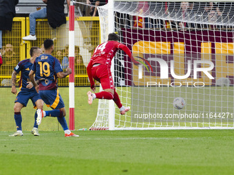 Daniel Maldini plays during the Serie A match between AC Monza and AS Roma at U-Power Stadium in Monza, Italy, on October 6, 2024. (